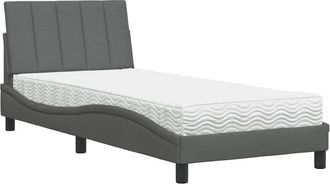 vidaXL Cama Con Colch&oacute;n Tela Gris Oscuro 90x200 Cm Vidaxl