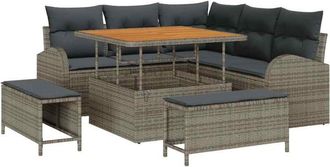 vidaXL Garden Sofa Set with Cushion with Storage 8 pcs Grey vidaXL