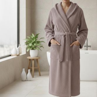 Dmora Albornoz Satotite, 100% Algod&oacute;n Con Capucha, Degradado Color Estructura Lila, Talla L, Violeta Lila