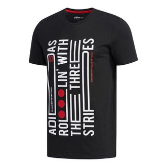 adidas neo Cs Verbiage T Stripe Causual Sports Round Collar Male Black EI4530