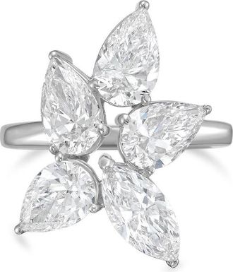 Diana M. Jewels Platinum 8.00cts Lab Grown Pear and Marquise cut Diamond Cluster Ring