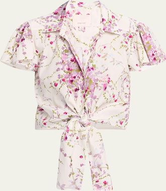 Cinq &agrave; Sept Marianna Tie-Front Midsummer Bloom Blouse