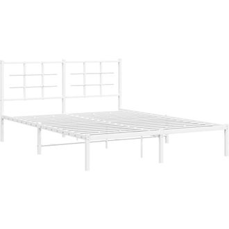 vidaXL Estructura Cama Sin Colch&oacute;n Con Cabecero Metal Blanco 150x200cm Vidaxl