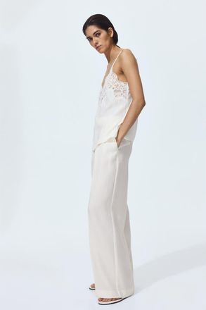 H&M Wide Tailored Trousers in Cream at Nordstrom, Size 10