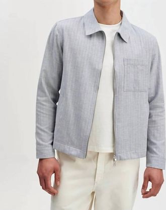 Wax London Eldon Herringbone Cotton Jacket In Light Blue