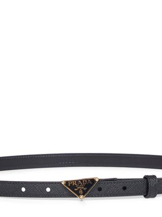 Prada Womens Leather Belt Saffiano Black Calf