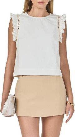 endless rose Embroidered Detail Cotton Top in Cream at Nordstrom, Size X-Small