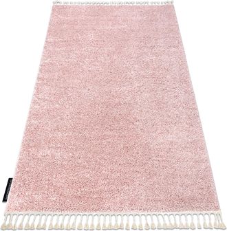 RugsX Rugsx - Alfombra Berber 9000 Rosado Franjas Bereber Marroqu&iacute; Shaggy Pink 80x150 Cm