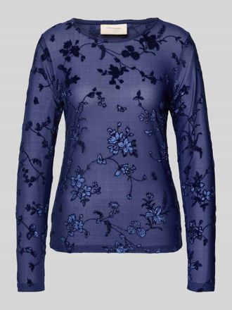 Freequent Longsleeve in semitransparentem Design Modell BISKA in Blau, Gr&ouml;&szlig;e S