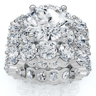 Pompeii3 15Ct TW Diamond Eternity Engagement Wedding Ring Set 14k White Gold Lab Grown