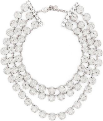 Moschino crystal-embellished draped necklace - women - Brass/Crystal - One Size - Silver