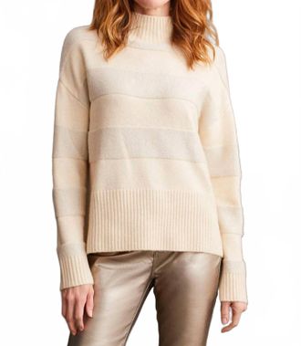 Tribal Shiny Long Sleeve Mock Neck Sweater In Moonstone