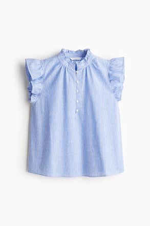 H&M Bluse aus Leinenmix - Hellblau/Gestreift
