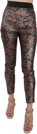 Dolce & Gabbana Multicolor Iridescent Brocade Jacquard Trousers Crop Womens Pants