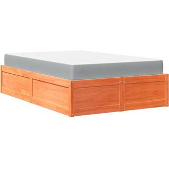 vidaXL Vidaxl - Bed with Mattress Wax Brown 140x190 cm Solid Wood Pine