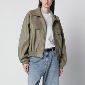 Frankie Shop Nolita faux leather bomber jacket in sage