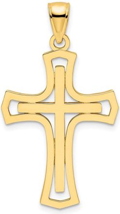Diamond2Deal 14k Yellow Gold Polished Double Cross Pendant