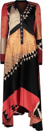 Etro Zijdenmix Maxi Jurk met Contrastdetails - Dames - Maxi kleedjes - Veelkleurig - XS - Leer - Kleedjes