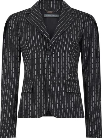 Alberta Ferretti Gedrukte Blazer met Reverskraag - Dames - Blazers - Zwart - S - Wol - Jassen