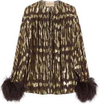 Valentino Gattocivetta Fauve &Eacute;clat Shirt - female - Valentino - Blouses - Brown - S - Blouses & Shirts