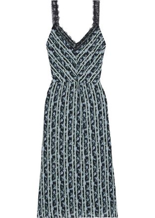 Jason Wu Lace Trimmed Crepe de chine printed dress Size S