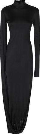 Giuseppe Di Morabito Black High-Neck Draped Viscose Midi Dress