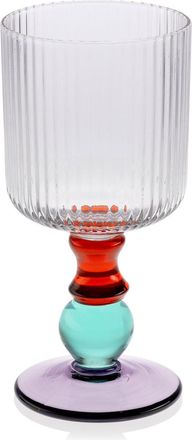 IVV retro set de 2 copas de vidrio transparente con tallo y base en azul celeste, amatista y verde cl-30