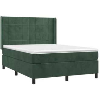 vidaXL Cama Box Spring Con Colch&oacute;n Terciopelo Verde Oscuro 140x200 Cm Vidaxl