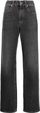 Brunello Cucinelli Tijdloze high-waisted straight jeans - Dames - Regular Fit Jeans - Zwart - M - Katoen - Jeans