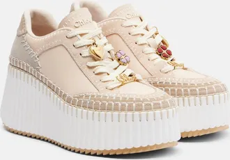 Chlo&eacute; Chlo&eacute; Zapatillas con plataforma Nama de ante y piel