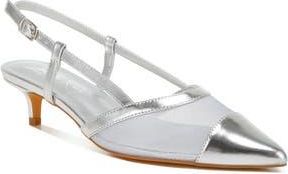 London Rag Temptress Kitten Heel Slingback Pump in Silver at Nordstrom Rack, Size 10