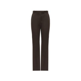 Alexander McQueen Wool Pleated Broeken - Dames - Broeken - Bruin - Maat: XS Wol