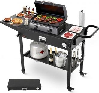 OEM Carro De Barbacoa Plegable 787 X 432 Mm, Mesa De Barbacoa Para Exteriores Con Ruedas Y Estante, Carrito Con Soporte Para Pa&ntilde;uelos Y Ganchos, Mesa Auxi