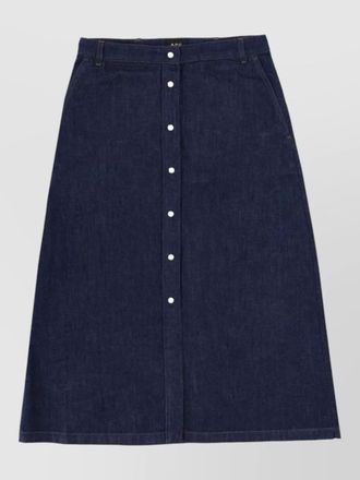 A.P.C. denim skirt buttons belt loops detail