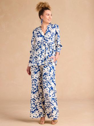 Envie de Fraise Weite Umstandshose mit Blumenprint ENVIE DE FRAISE, hoher Bund k&ouml;nigsblau