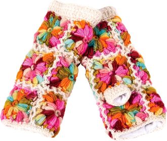 Nirvanna Designs Multi Color Flower Crochet Handwarmers in White Multi at Nordstrom