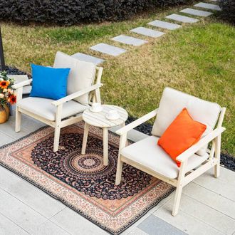 Direct Wicker Acacia Wood Outdoor Bistro Set, Table Set - Naturally Sanded in Cream | Size: 2 Seater