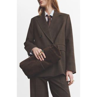 Mango Double Breasted Suit Jacket in Brown at Nordstrom, Size Xx-Large