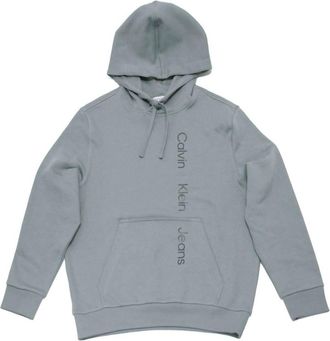 Calvin Klein Mens Long Sleeve Earth Pullover Hoodie In Stormy Sea