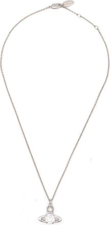 Vivienne Westwood Necklace with Stylized Orb Pendant and Clear Gemstone
