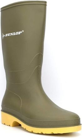 Generic Dunlop Wellington Boots for Boys and Girls - Waterproof Wellies in Black/Green, Size 5 UK