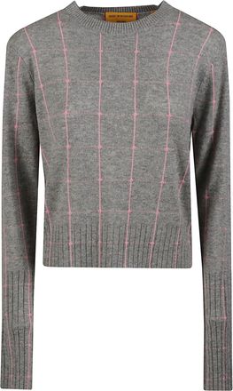 Guest In Residence Shrunken Cropped Pink Stitch Cashmere Sweater