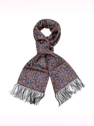 Oliver Brown Wool & Silk Scarf, Paisley - Navy
