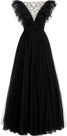 Jenny Packham Abito lungo con ruches - Nero