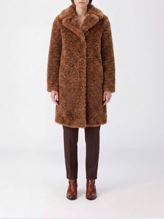 Herno Knee-Length Single-Breasted Faux Fur Coat with Lapel Collar