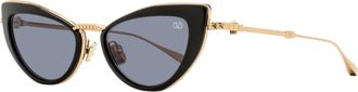Valentino Womens Titanium Cat Eye Sunglasses VLS-102 A Black/Gold 50mm