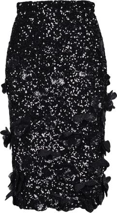 N&deg;21 Black Polyester Womens Sequin Pencil Skirt