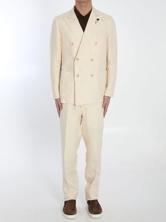 Lardini Mens Two-piece Linen Suit - Ivory - Size EU 50 (Mens)