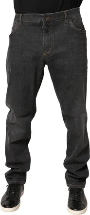 Dolce & Gabbana Dark Gray Slim Fit Cotton Men Denim Jeans Elastane Clothing