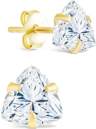 Sterling Forever Trillion Cut Cubic Zirconia Stud Earrings in Gold at Nordstrom